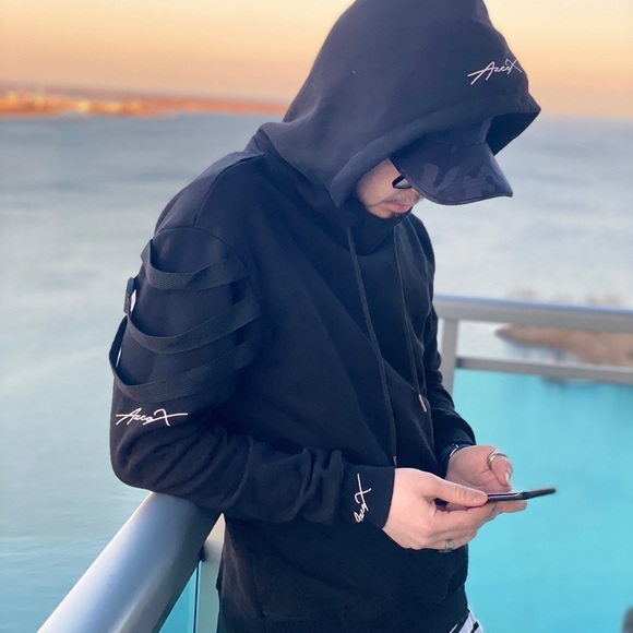 Black hoodie oversized hoodie triple strap no logo - Picture 3 of 3